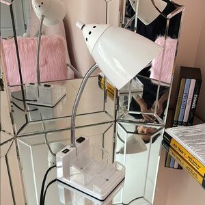 White Desk Lamp with USB Ports